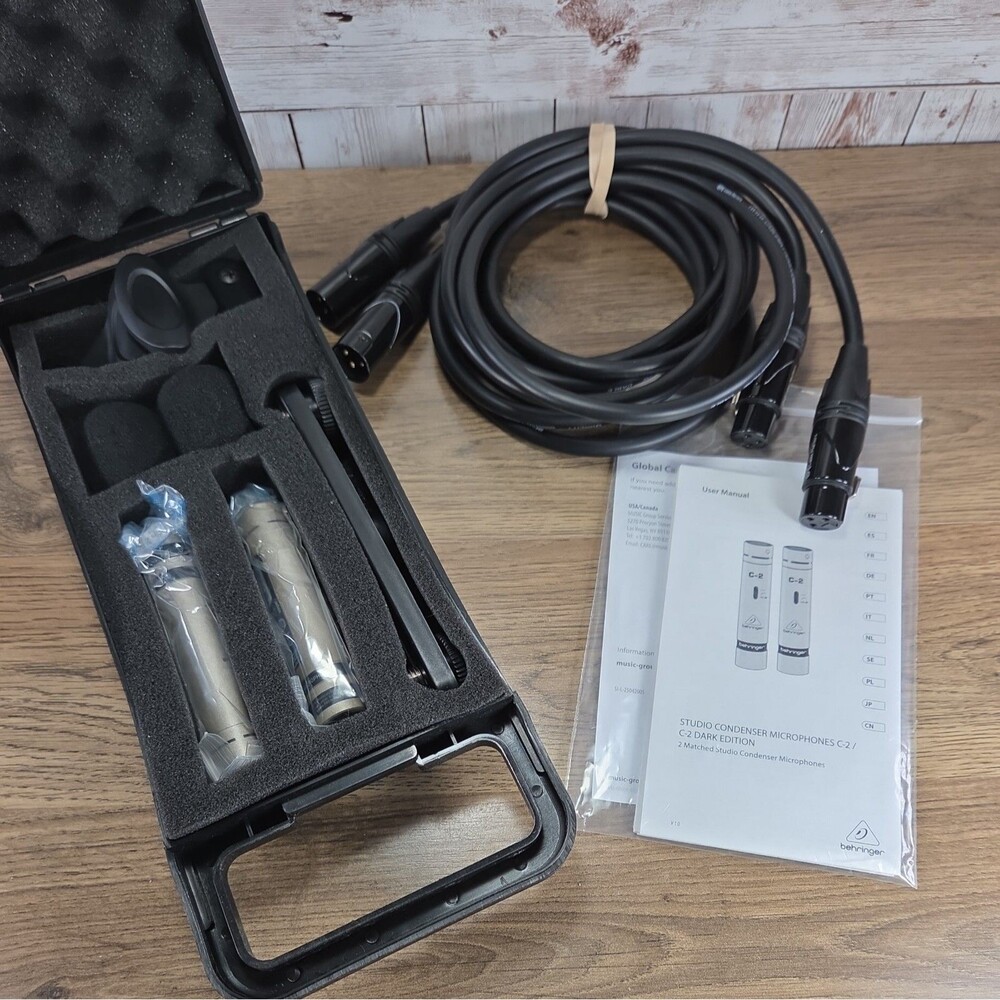 Behringer C-2 Matched Pair Small Diaphragm Cardioid XLR Stereo Condenser Bundle
